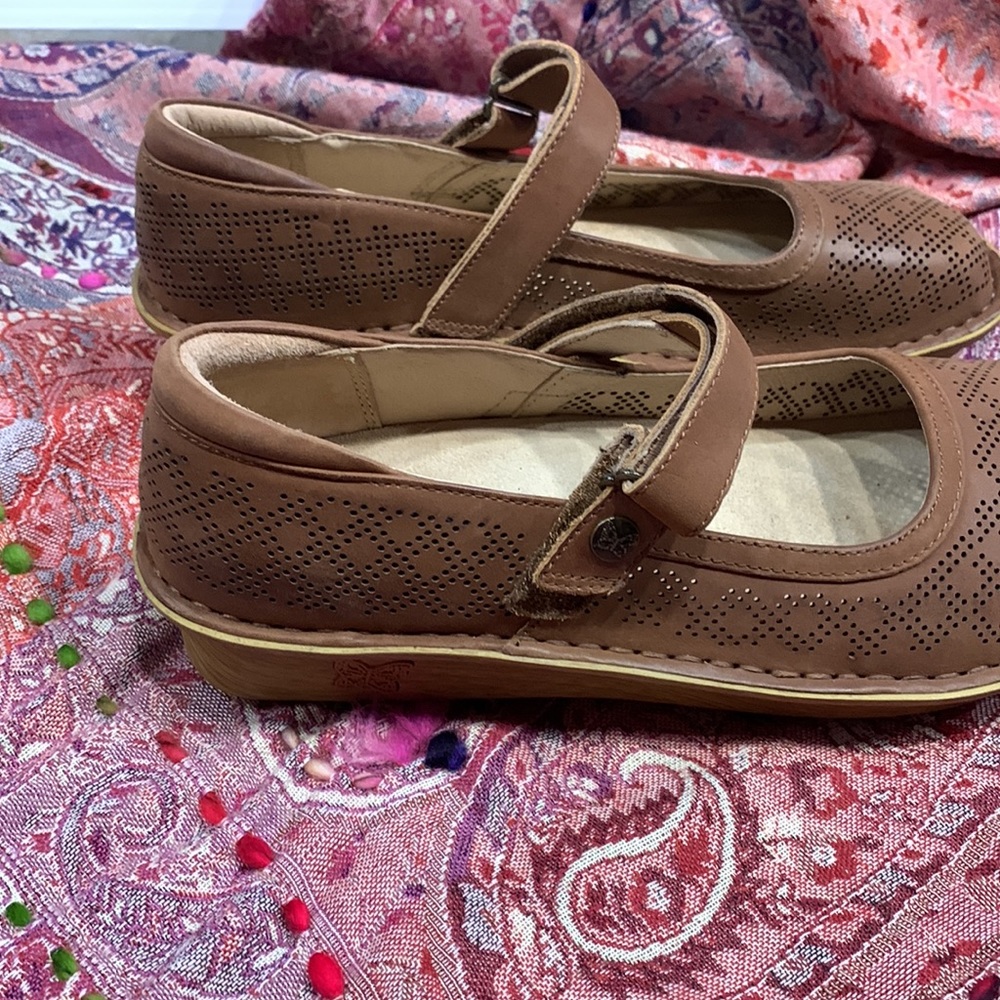 Alegria Chocolate Perforated Loafers - Picture 5 of 14